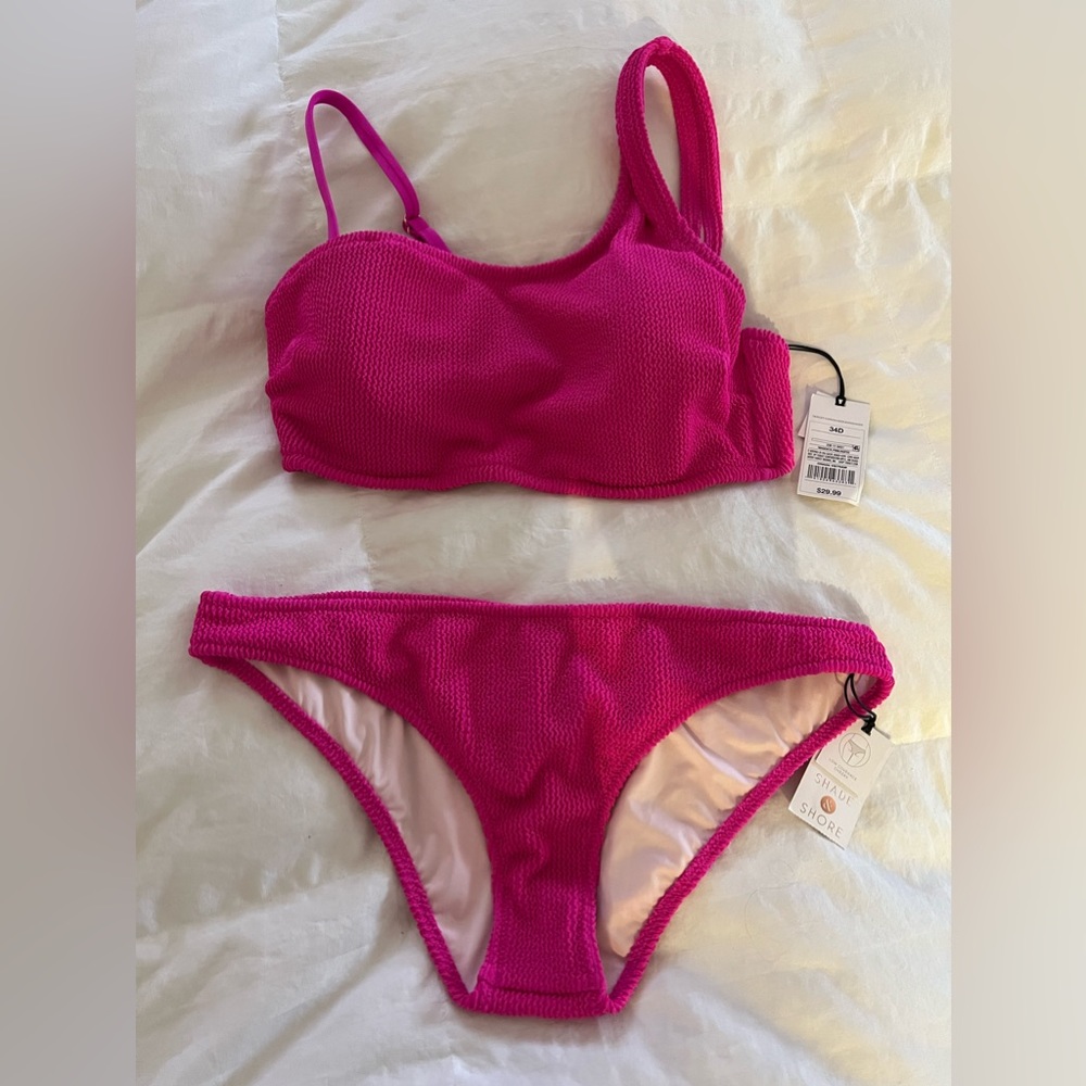 NWT Hot pink shade and shore (by target) bathing suit set